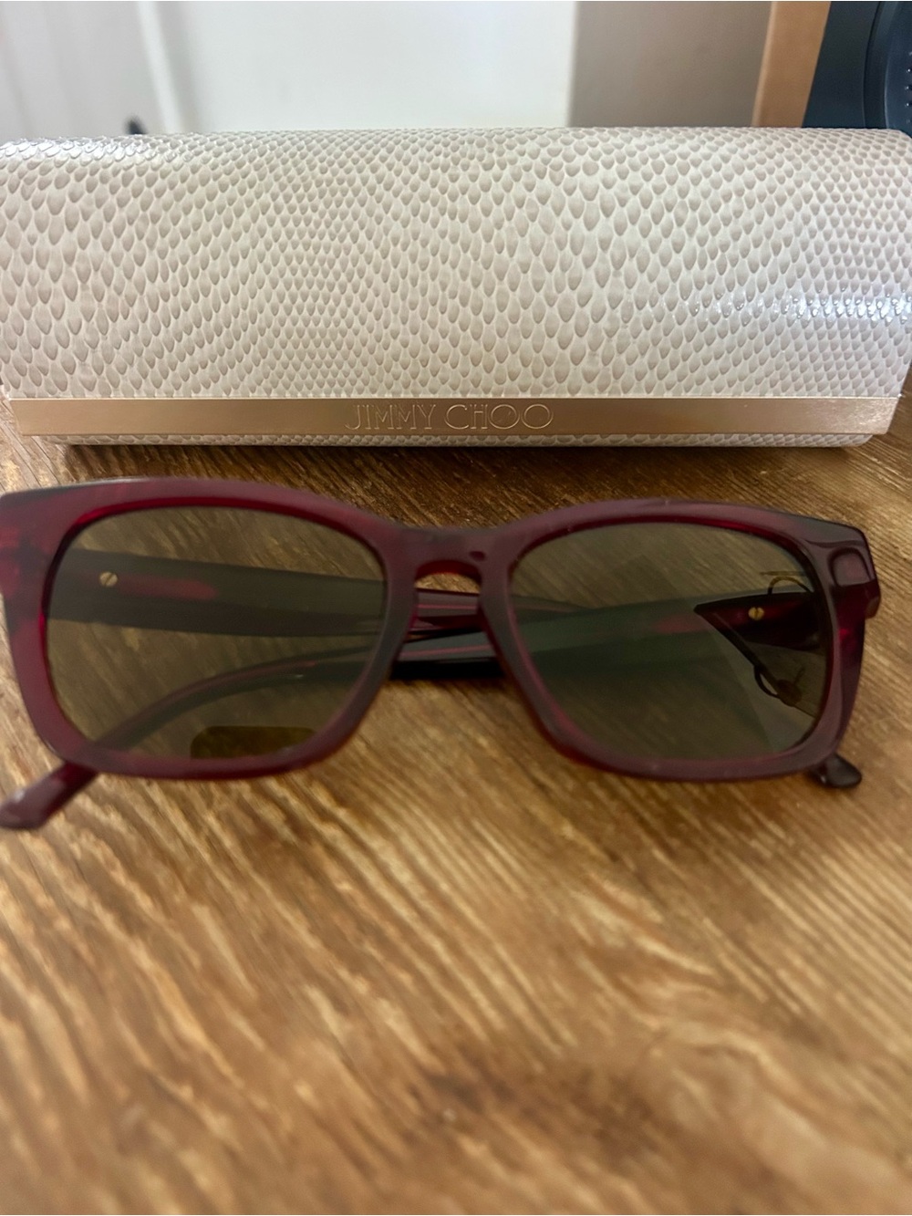 Jimmy Choo Wine Red Rectangular Sunglasses